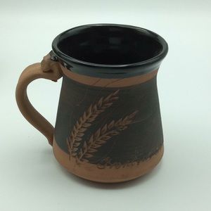 Handmade Pottery Black Brick Red Mug